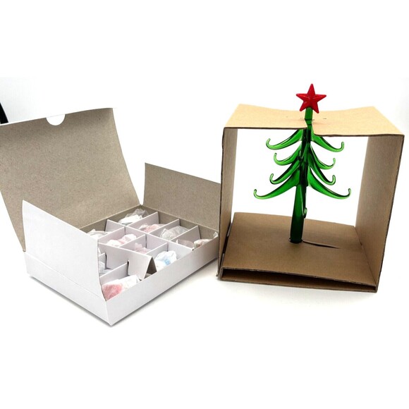 Pier 1 Imports Blown Art Glass Christmas Tree With 12 Min Glass Ornaments 6" h - Picture 9 of 11